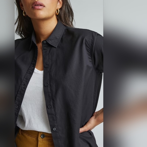 EVERLANE THE MUST HAVE SILKY COTTON RELAXED SHIRT IN BLACK•SIZE 2•NWT! - Picture 3 of 6